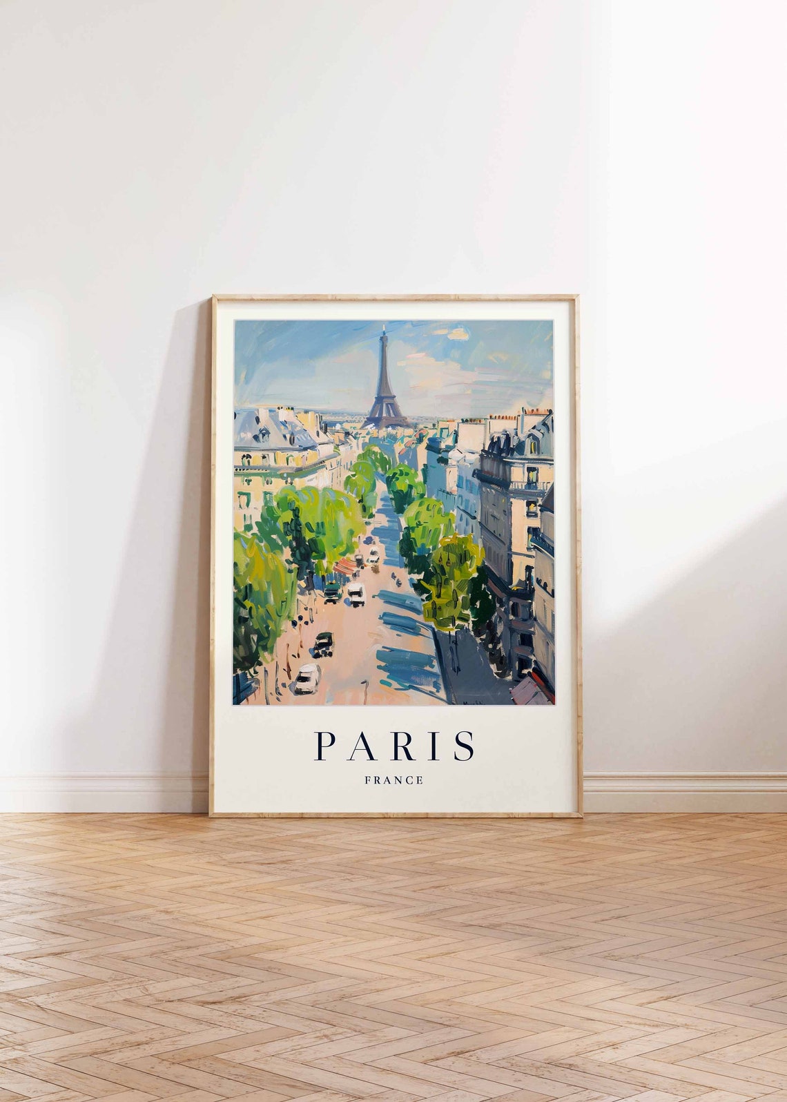 Paris France Eiffel Tower Boulevard Painting Classic Travel Poster - Image 2
