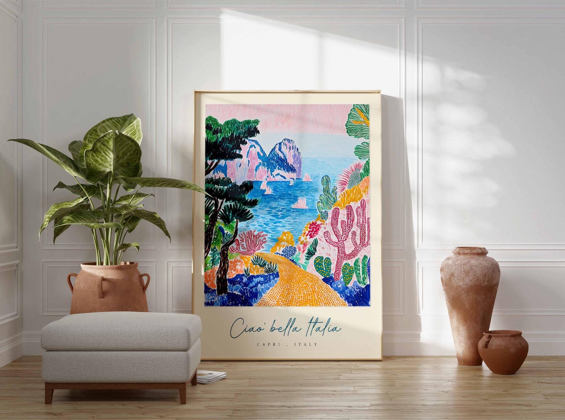 Capri Poster Capri Travel Print Capri Travel Art Capri Wall Art Italy Art Italy Travel Decor Italian Travel Gift - Image 3