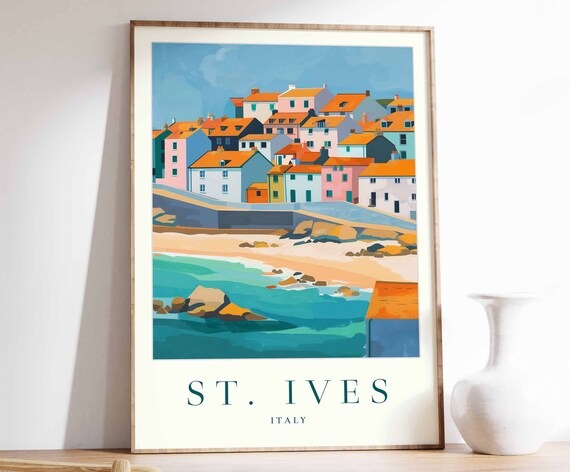 St Ives Poster St Ives Travel Print Italy Wall Art Italian Decor Tropical Decor Sea Print St Ives Gift St Ives Travel Poster