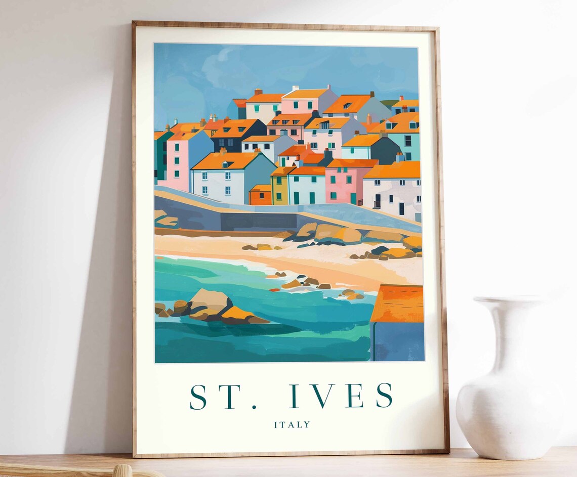 St Ives Italy Colorful Fishing Village Harbour Coastal Travel Poster