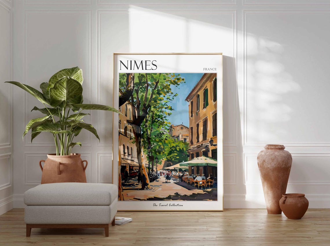 Nmes Poster France Travel Print French Decor Europe Travel Poster European Wall Art Botanical Print Nmes Gift Nmes Travel Poster - Image 3
