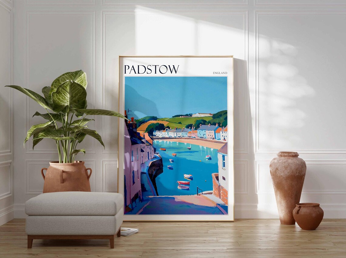 Padstow Colorful Estuary Boats Waterfront England Travel Poster - Image 4