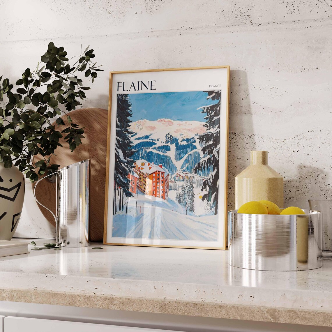 Flaine France Ski Resort Snowy Slopes Village Mountain Poster - Image 2