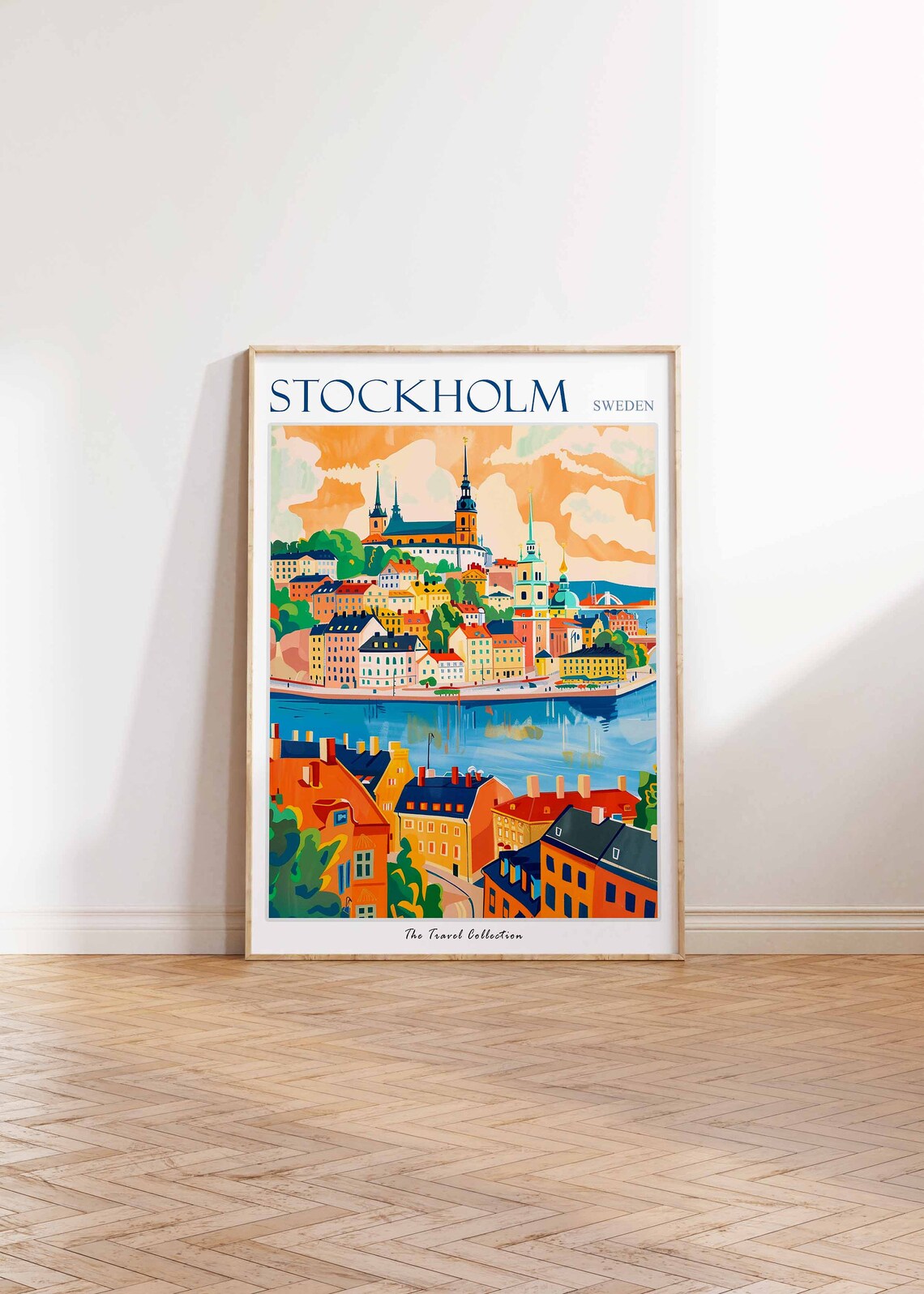 Stockholm Sweden Gamla Stan Skyline Waterfront Illustration Poster - Image 2