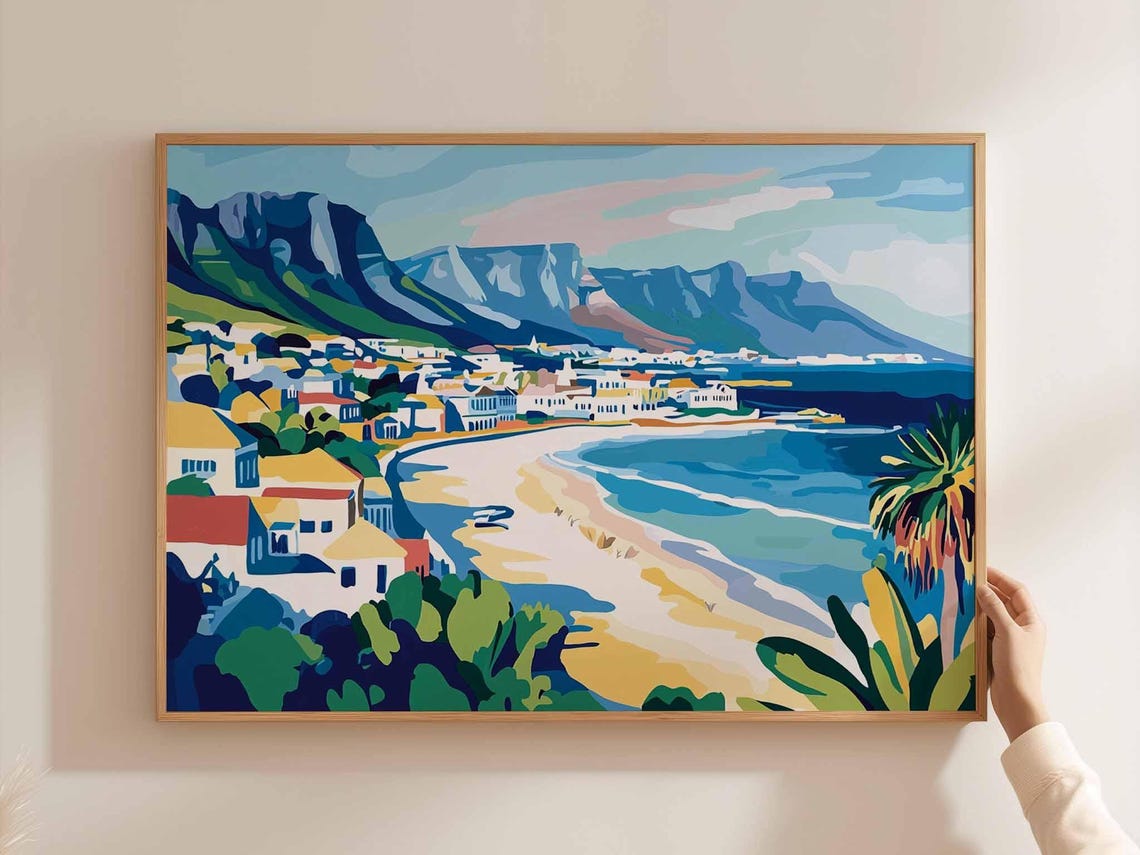 Cape Town Curved Bay Beach Table Mountain Seaside Homes Poster