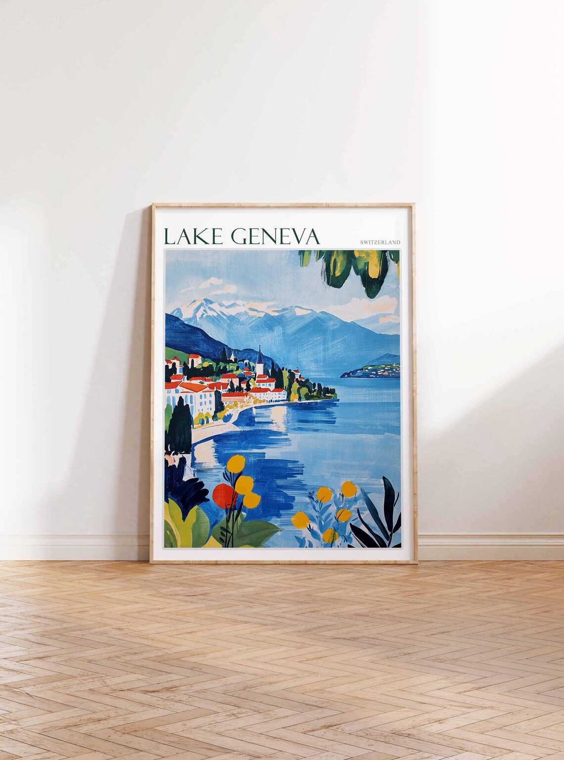 Lake Geneva Switzerland Lakeside Point Wildflower Foreground Poster - Image 3