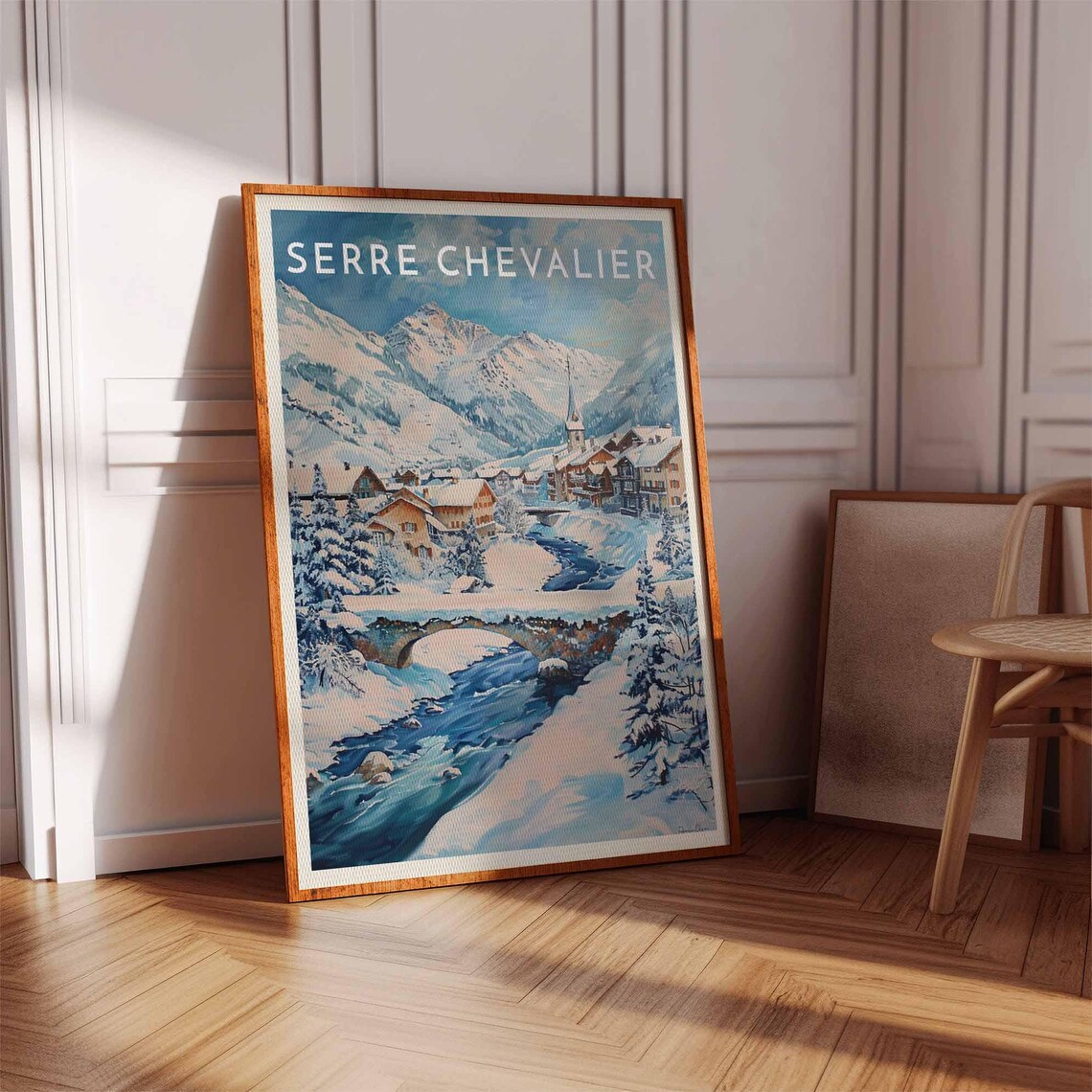 Serre Chevalier France Village Church Above Winding Blue River Poster - Image 3