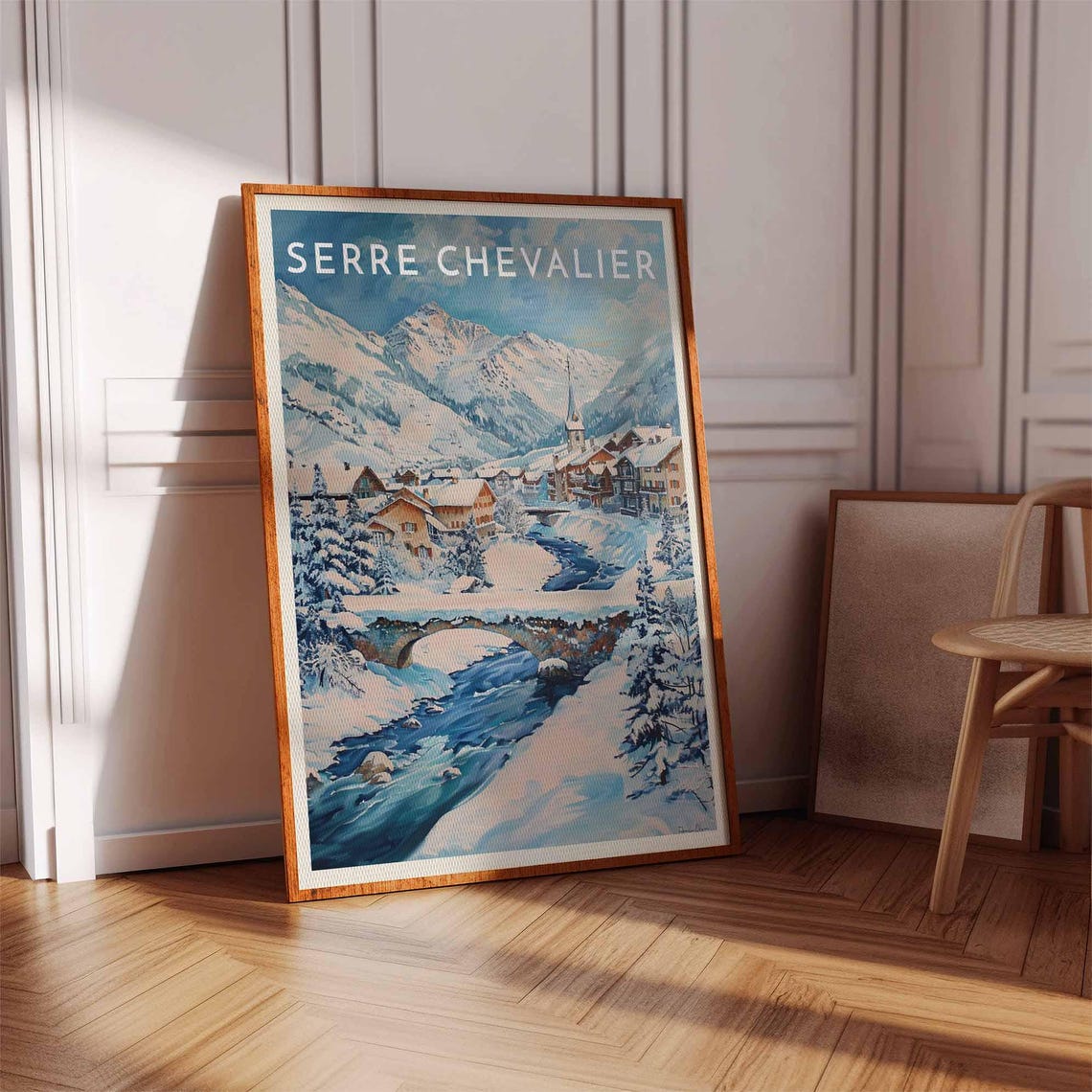 Skiing Travel Poster Serre Chevalier Ski Print France Travel Print Skiing Art Skiing Print Winter Sport Art Ski Gift - Image 3