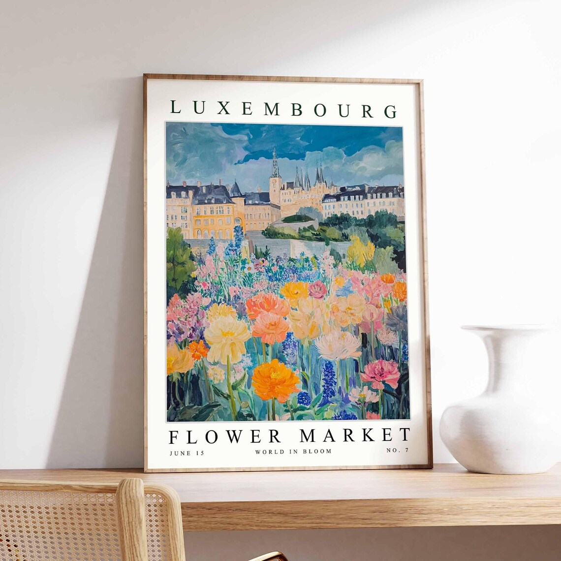 Luxembourg Flower Market June 15 Bloom Wildflower Cityscape Poster