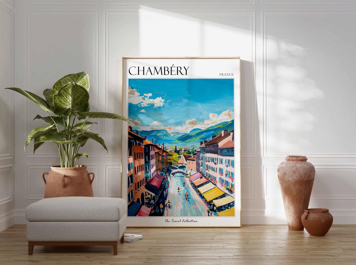 Chambry Poster France Travel Print French Decor Europe Travel Poster European Wall Art Chambry Gift Chambry Travel Poster - Image 3
