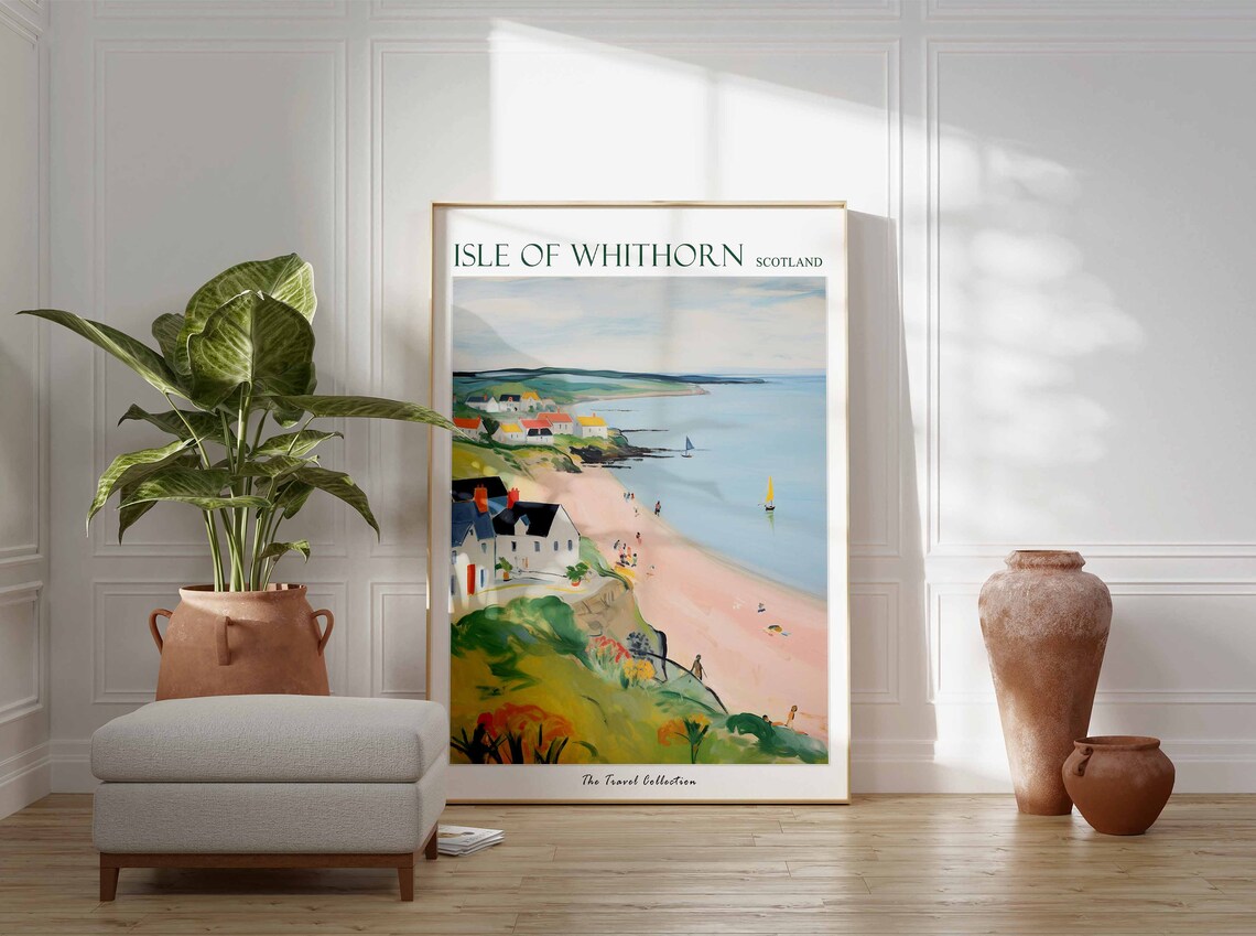 Isle of Whithorn Scotland Clifftop Cottages Above a Sandy Bay Poster - Image 3