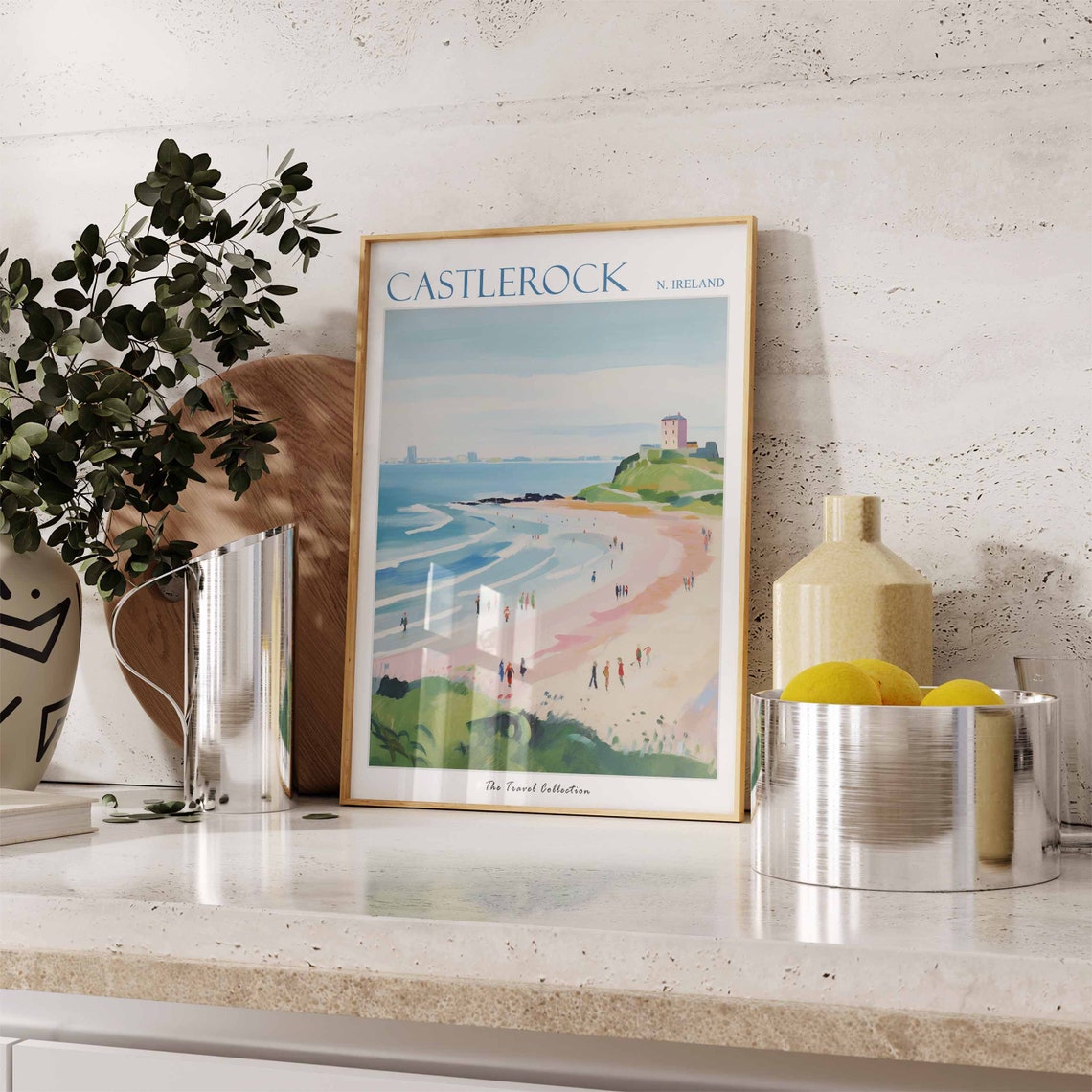 Castlerock Northern Ireland Beach Castle Illustrated Travel Poster - Image 3