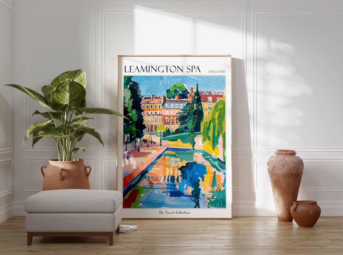 Leamington Spa England Regency Terraces Reflective Pool Travel Poster - Image 3