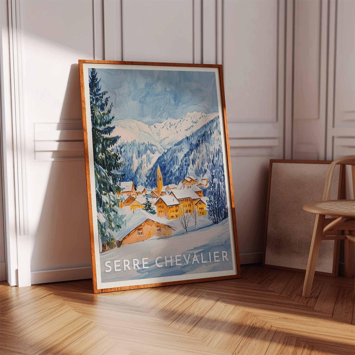 Skiing Travel Poster Serre Chevalier Ski Print France Travel Print Skiing Art Skiing Print Winter Sport Art Ski Gift - Image 3