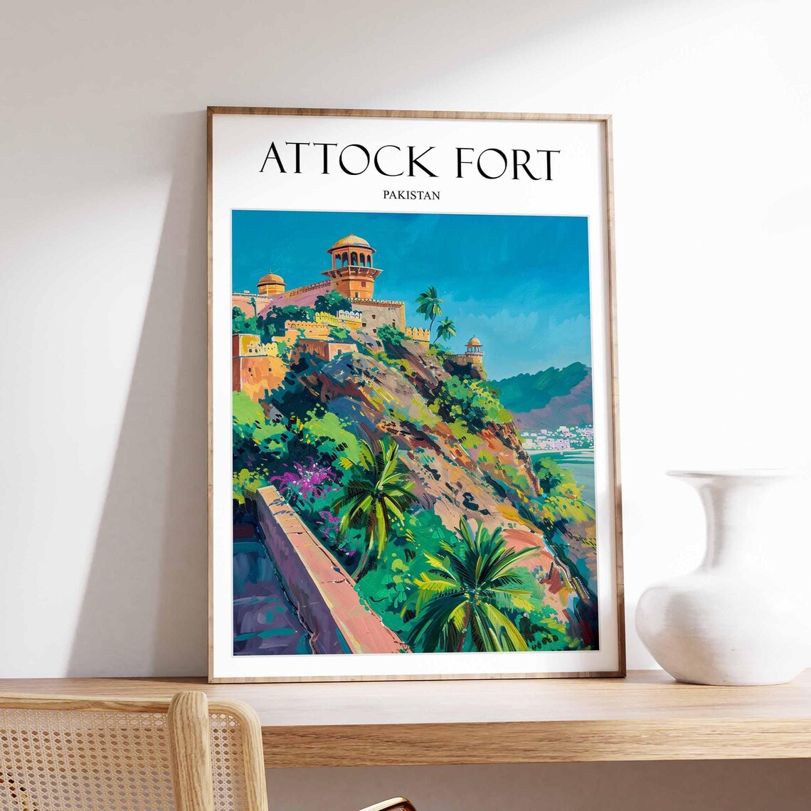 Attock Fort Pakistan Historic Hilltop Fortress Panorama Travel Poster