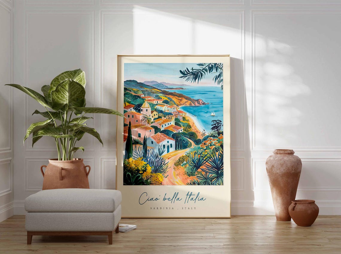Sardinia Poster Italian Travel Print Sardinia Travel Art Sardinia Wall Art Italy Art Italy Travel Decor Italian Travel Gift - Image 3