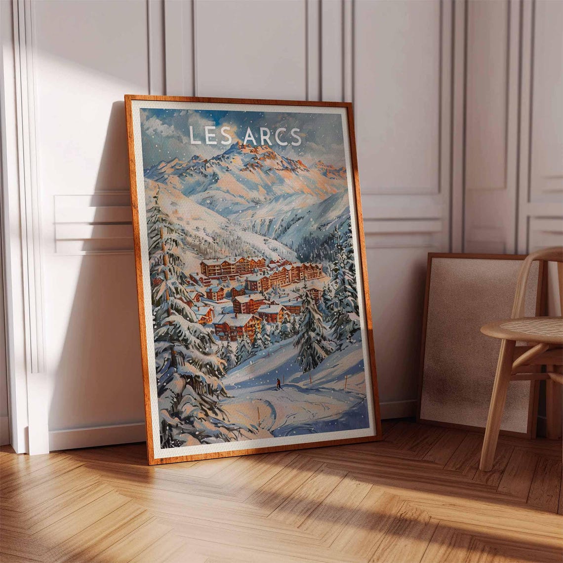 Les Arcs France Sunset Glow Snowy Valley Alpine Village Ski Poster - Image 3