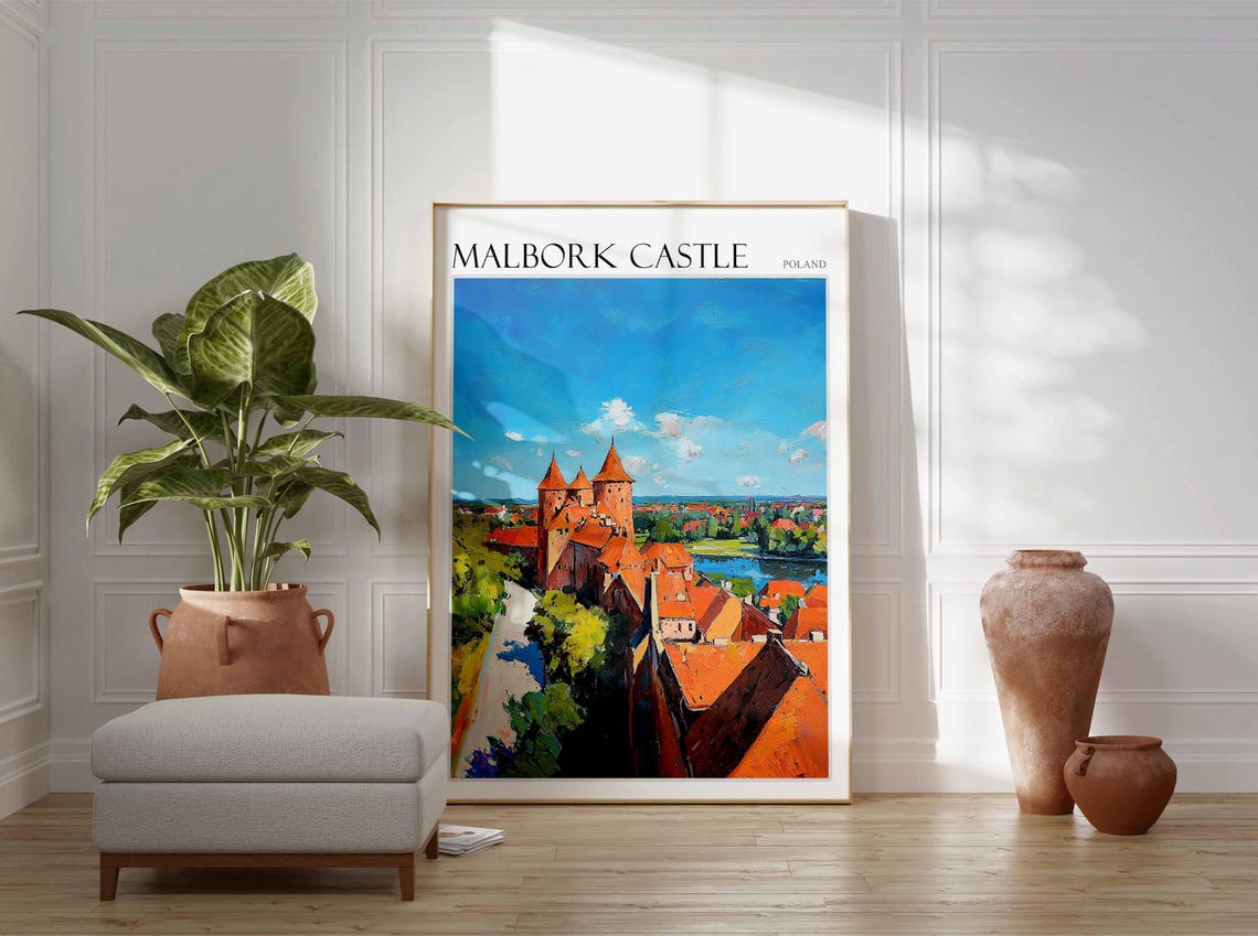 Malbork Castle Poland Aerial Red Towers Brick Fort Art Poster - Image 3