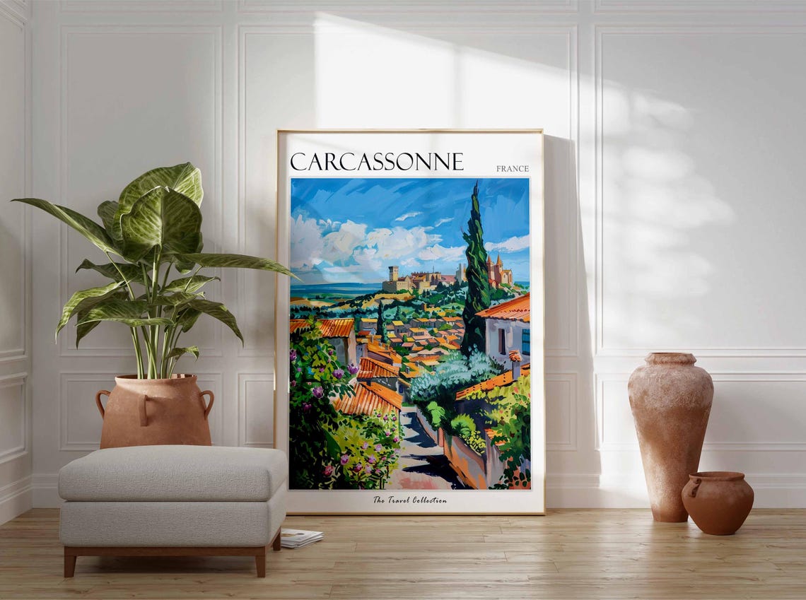 Carcassonne France Medieval Walled Town Hilltop Scenic View Poster - Image 3