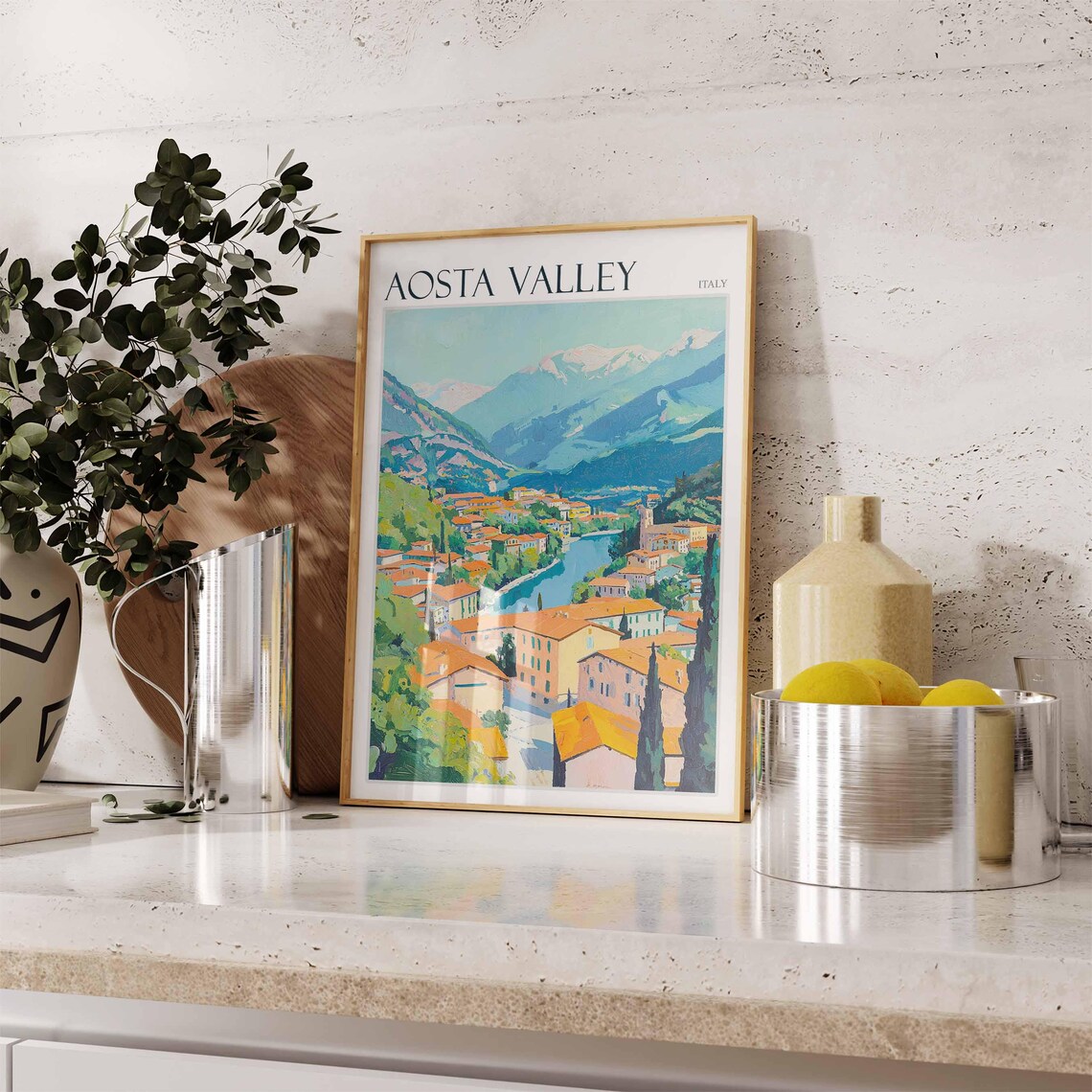 Aosta Valley Poster Italian Alps Print Mountain Wall Art Ski Decor Italy Poster Alpine Art Winter Art European Art Aosta Valley Art - Image 2