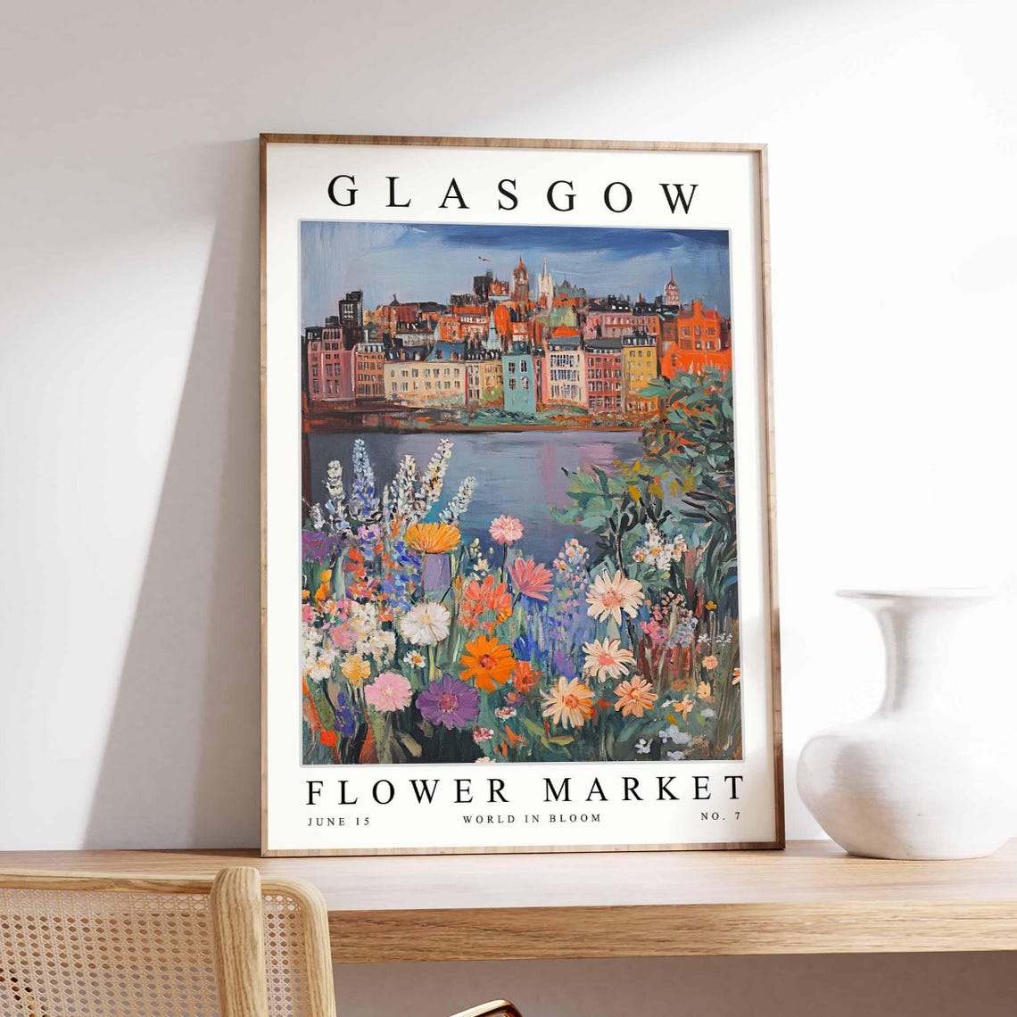Glasgow Flower Market Scotland Waterfront Townhouses Wildflower Poster