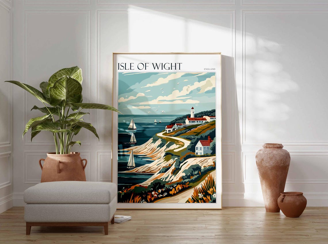 Isle Of Wight Poster Uk Travel Poster Coastal Wall Art British Decor Uk Home Decor Isle Of Wight Travel Print Island Poster Uk Decor - Image 3