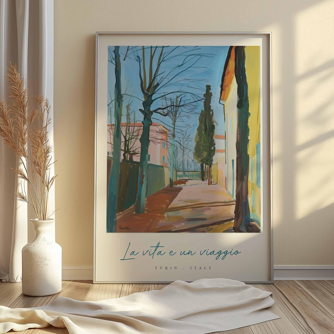 Turin Tree Lined Street La Vita E Un Viaggio Quiet Alley Poster - Image 2