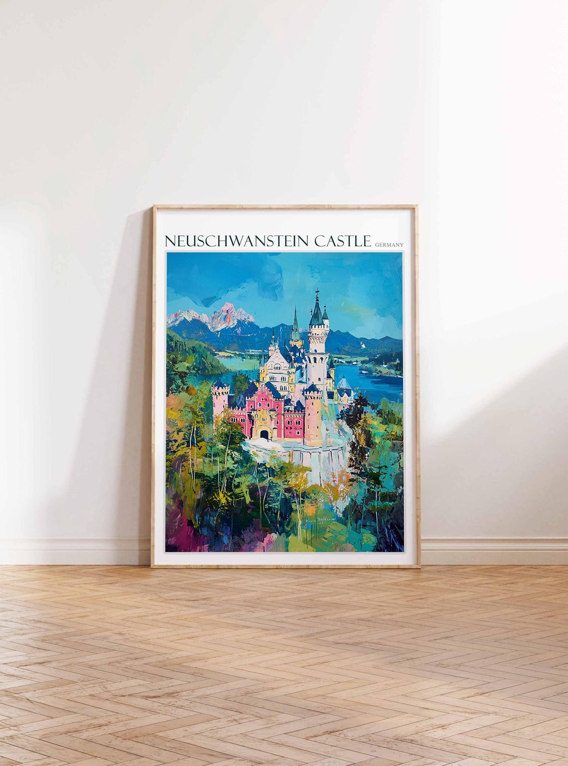 Neuschwanstein Castle Alps Impressionist Forest Hills Poster - Image 2