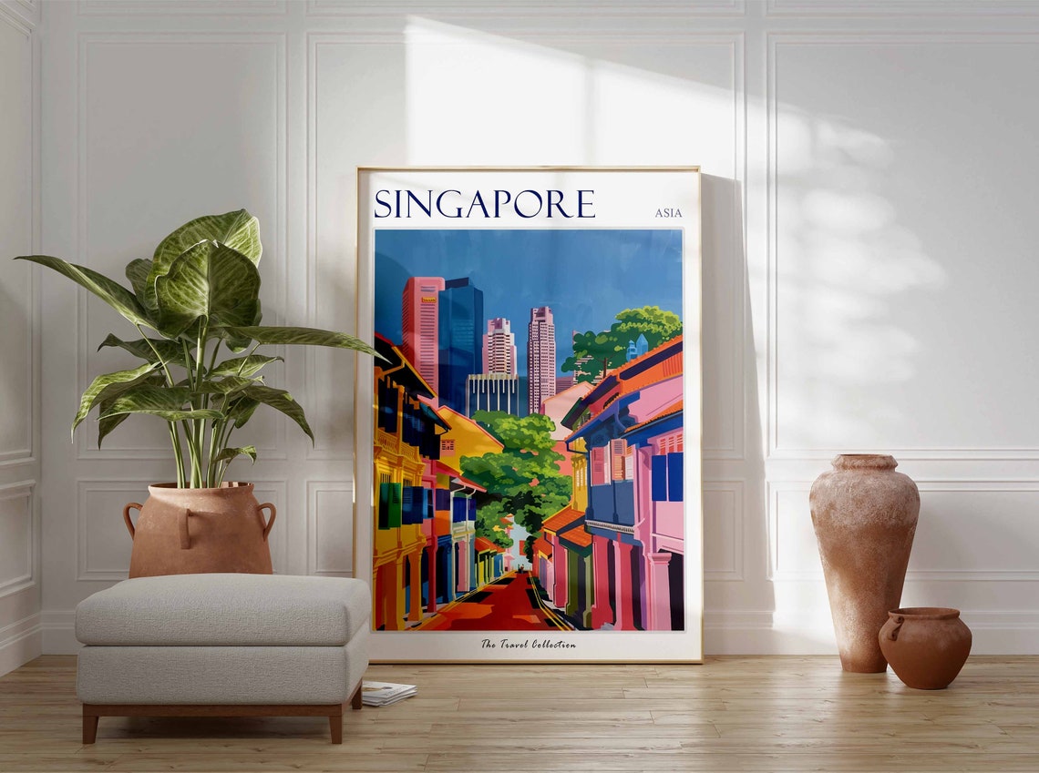 Singapore Poster Singapore Travel Print Tropical Decor City Wall Art Singaporean Decor Asia Travel Print Singapore Gift - Image 3