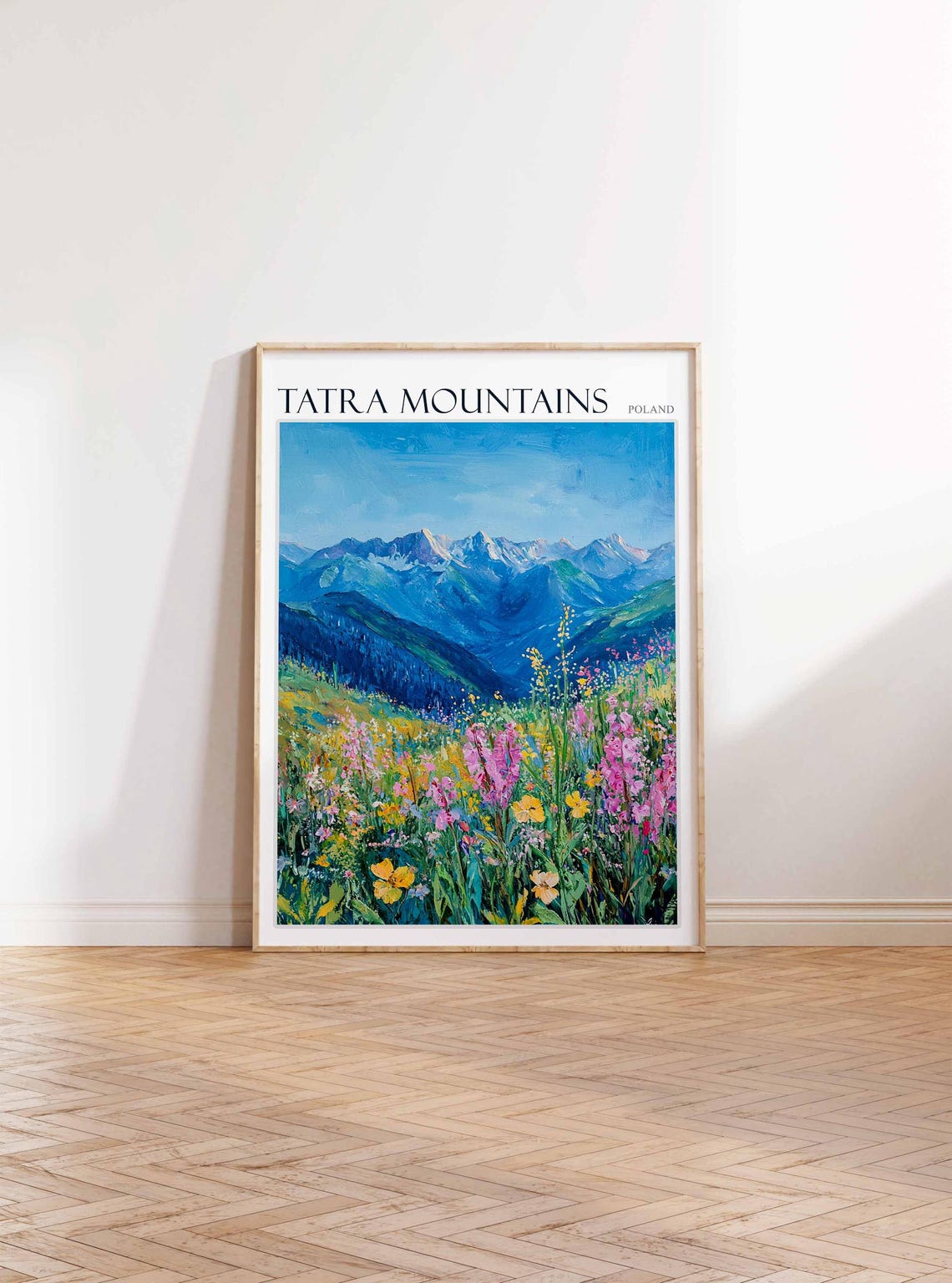 Tatra Mountains Poland Wildflowers Alpine Painted Travel Poster - Image 3