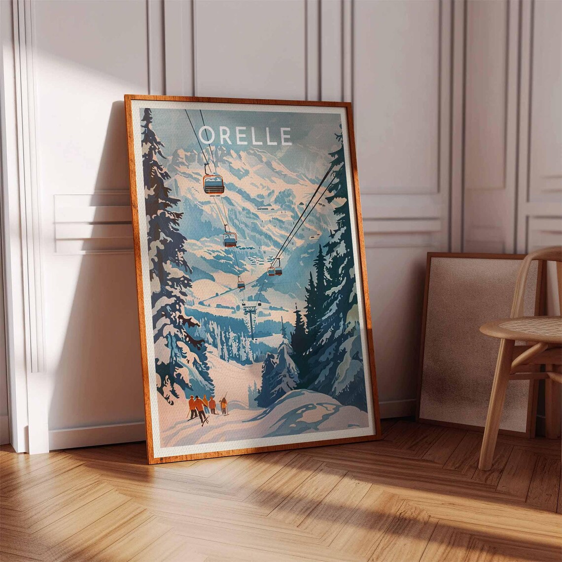 Skiing Travel Poster Orelle Ski Print France Travel Print Skiing Art Skiing Print Winter Sport Art Ski Gift - Image 3