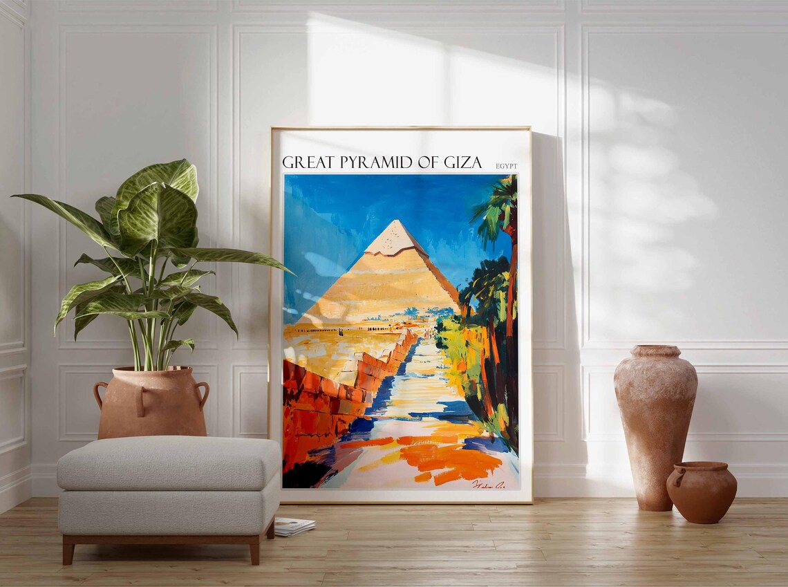Great Pyramid Of Giza Colorful Oasis Path Egypt Travel Poster - Image 2