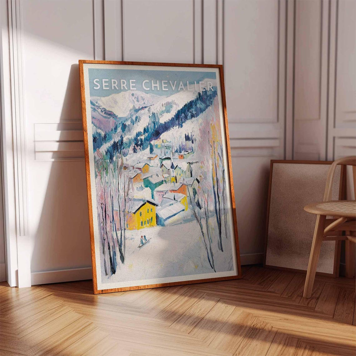 Skiing Travel Poster Serre Chevalier Ski Print France Travel Print Skiing Art Skiing Print Winter Sport Art Ski Gift - Image 3
