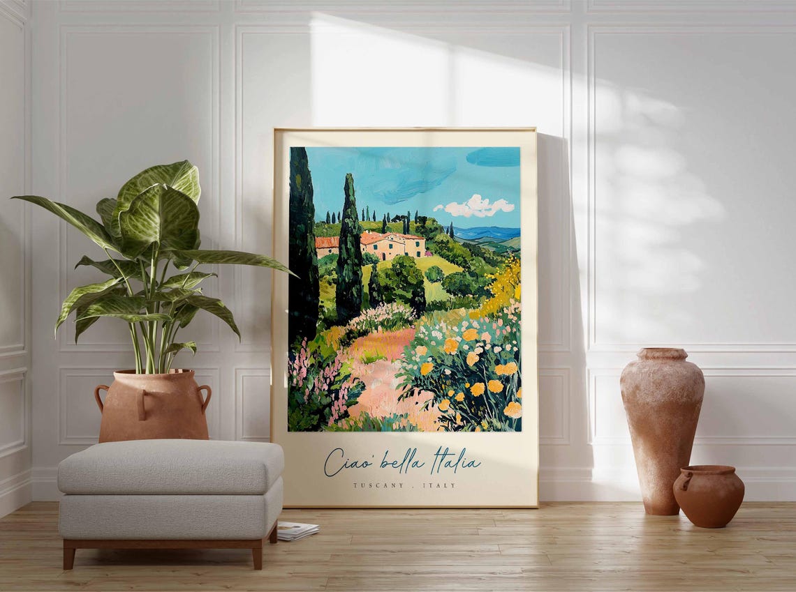 Tuscany Wildflower Villa Ciao Bella Italia Hillside Farm Poster - Image 3