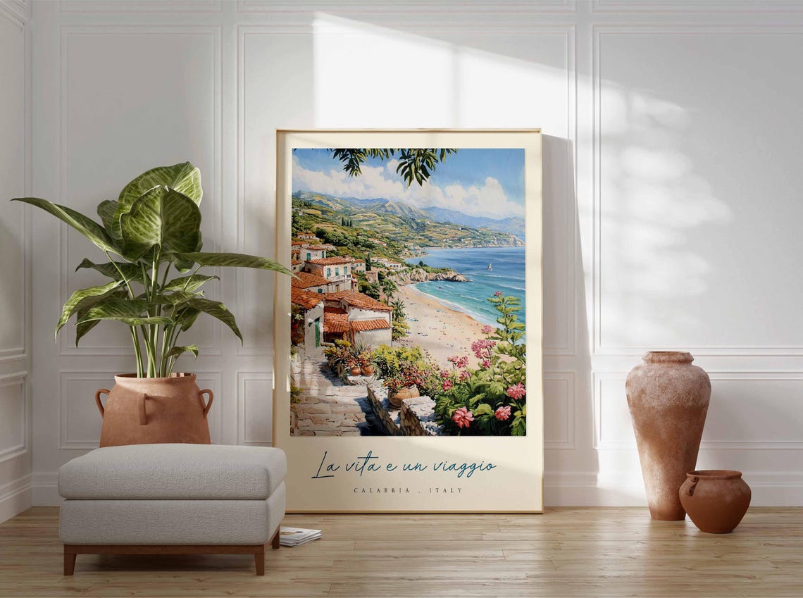 Calabria Poster Calabria Travel Print Calabria Travel Art Calabria Wall Art Italy Art Italy Travel Decor Italian Travel Gift - Image 3
