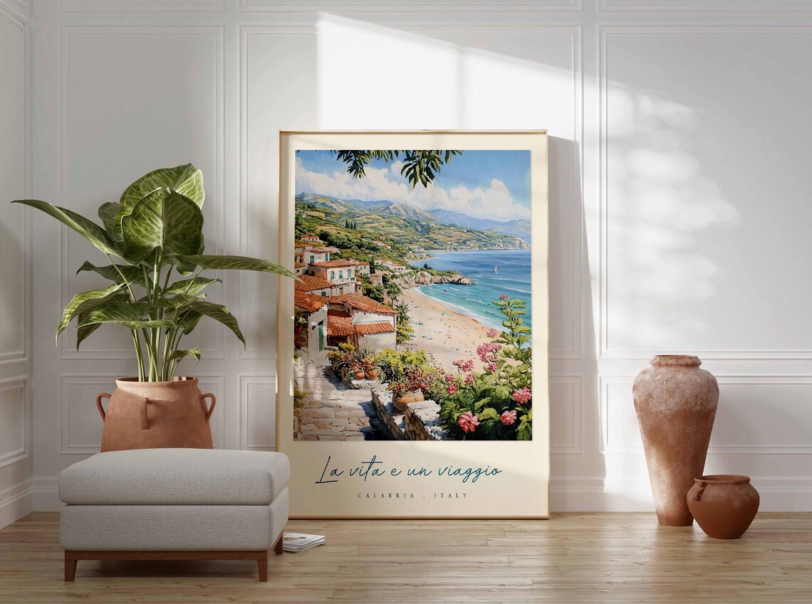 La Vita e un Viaggio Calabria Italy Stone Steps Village Poster - Image 3