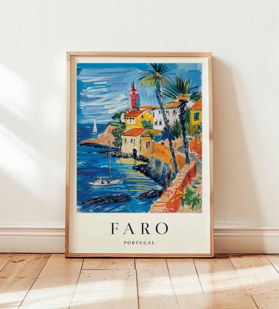 Faro Portugal Travel Poster Algarve Coastal City Art