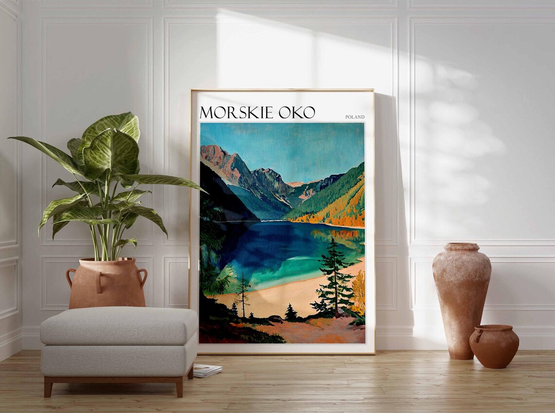 Morskie Oko Poland Vintage Lakeside Beach and Pines Travel Poster - Image 3