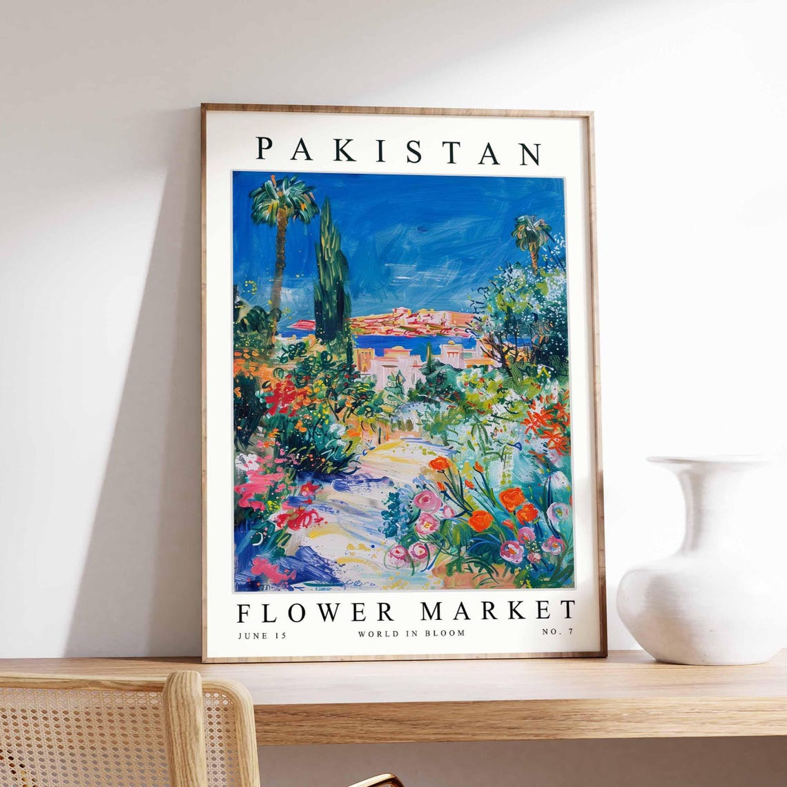 Pakistan Flower Market Poster Pakistanprint Pakistani Floral Wall Art Pakistanfloral Decor Botanical Asia Travel