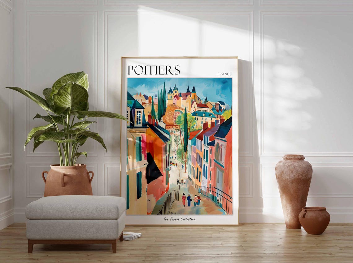 Poitiers Poster France Travel Print French Decor Europe Travel Poster European Wall Art Poitiers Gift Poitiers Travel Poster - Image 3