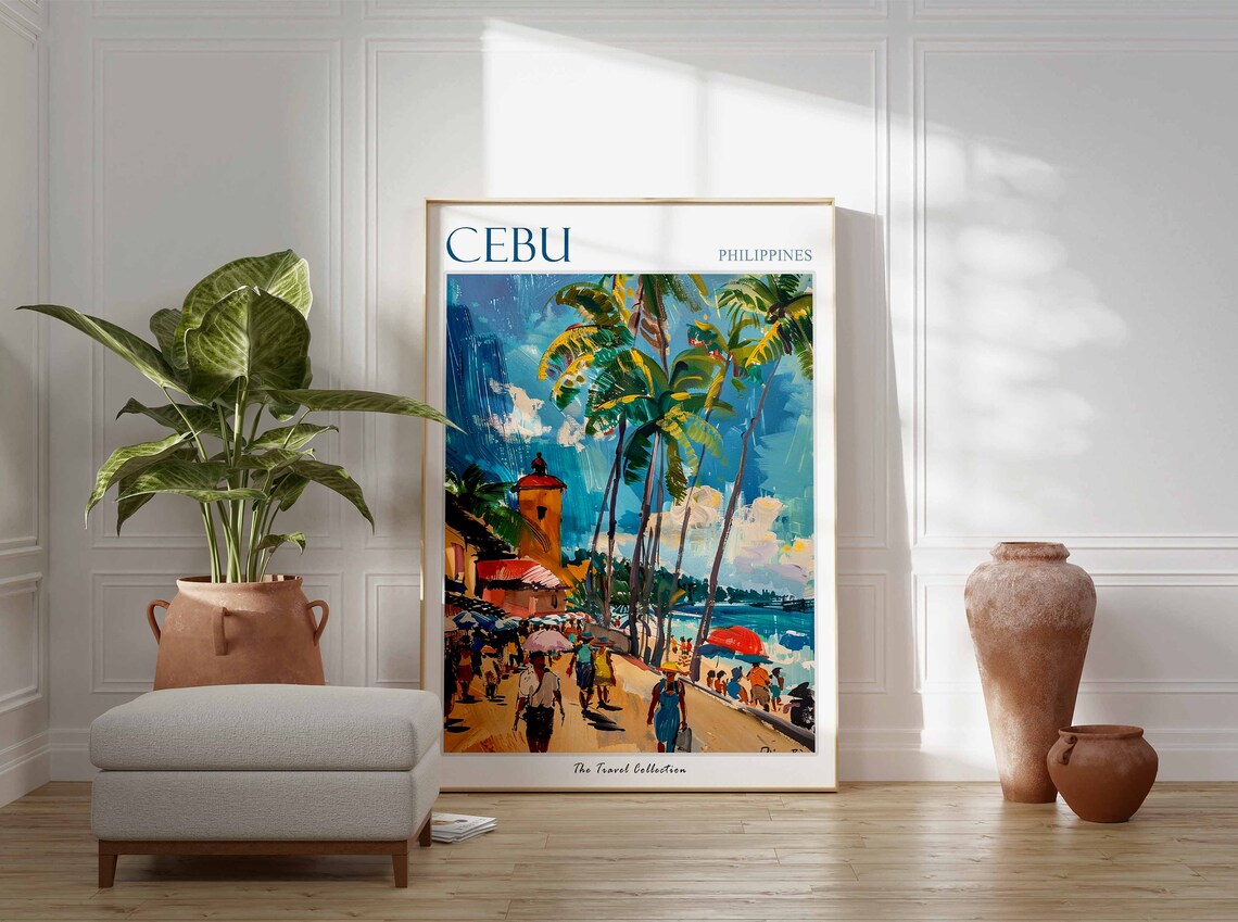 Cebu Travel Poster Cebu Travel Print Philippines Poster Tropical Wall Art Botanical Art Filipino Travel Poster Asian Art Cebu Gift - Image 3