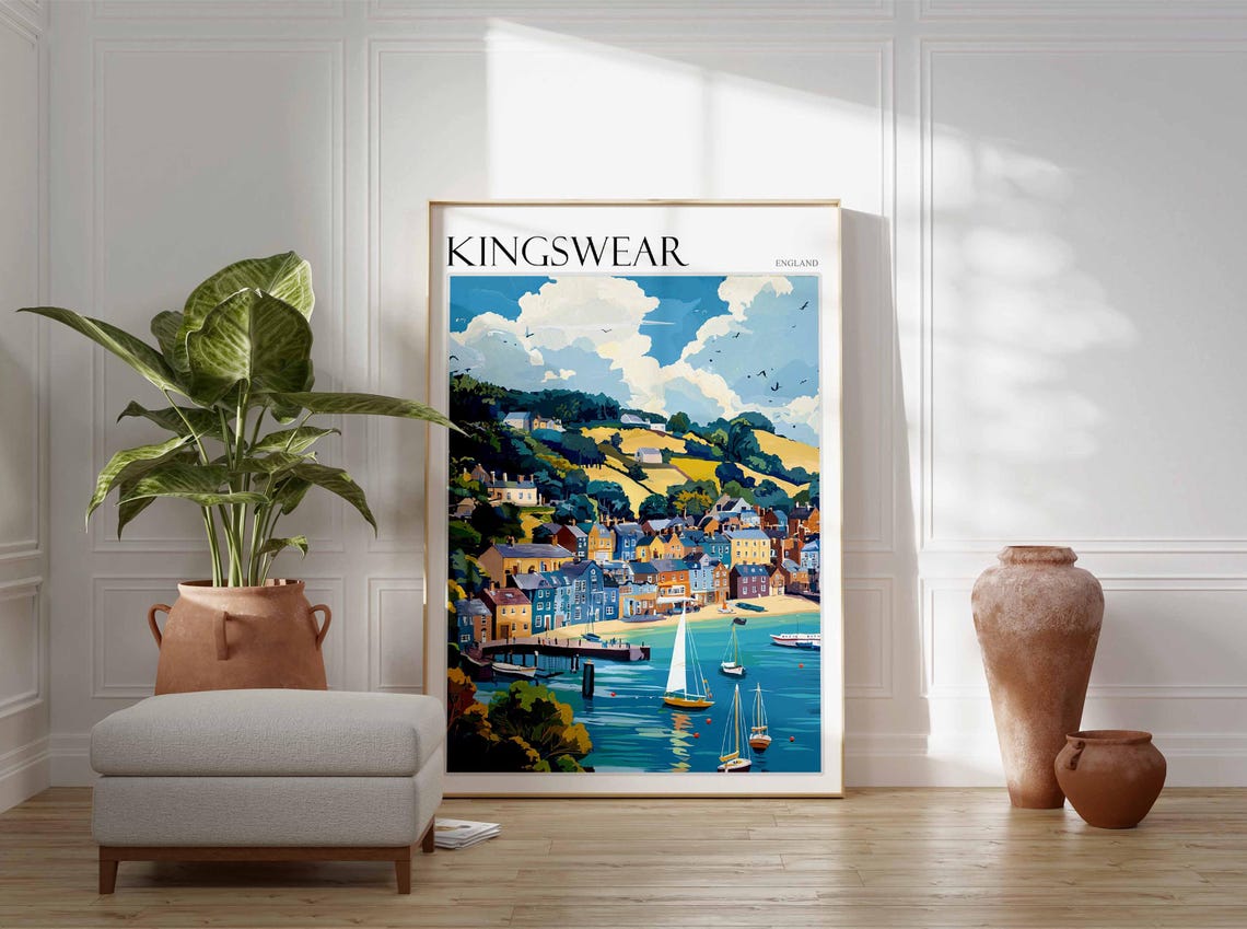Kingswear Poster English Riviera Poster Uk Travel Poster Coastal Wall Art British Decor Kingswear Travel Print Kingswear Wall Decor - Image 3