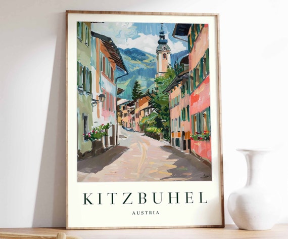 Kitzbuhel Poster Kitzbuhel Travel Print Austria Wall Art Austrian Travel Print Ski Poster Skiing Print Kitzbuhel Travel Poster