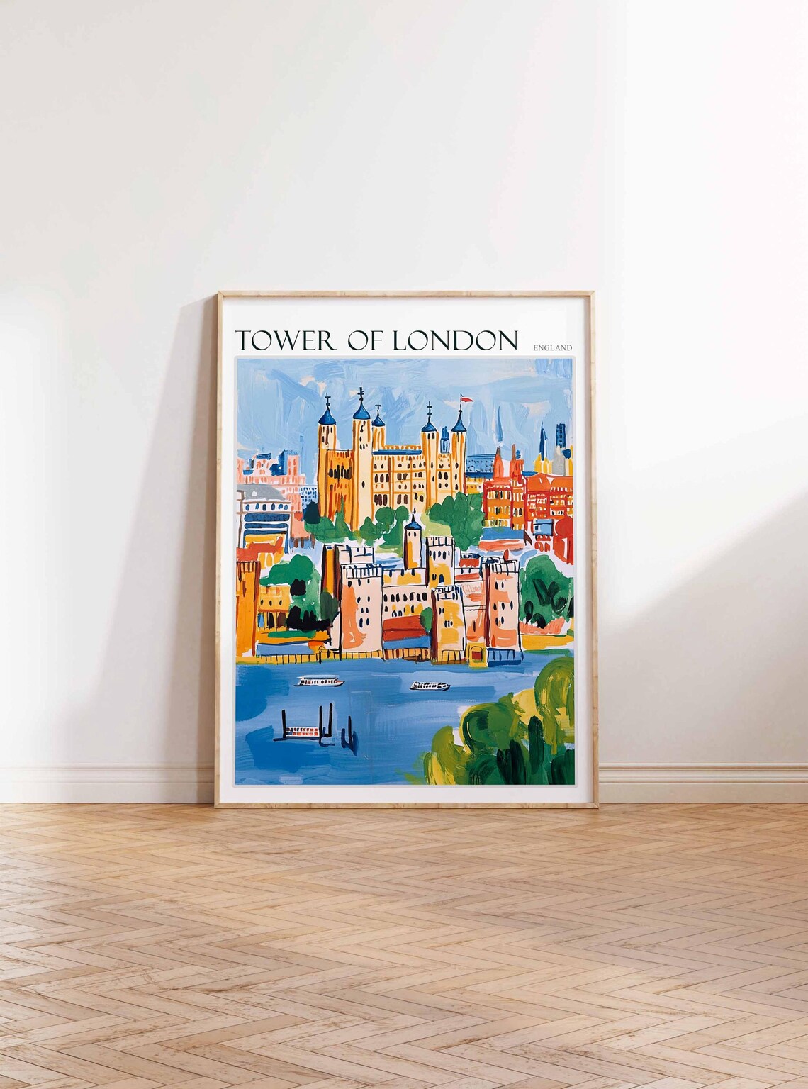 Tower Of London England Thames Riverside Bold Colors Art Poster - Image 2