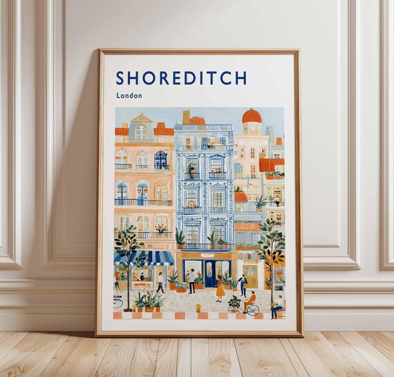 Shoreditch London Blue Facade Street Scene Travel Decor Poster