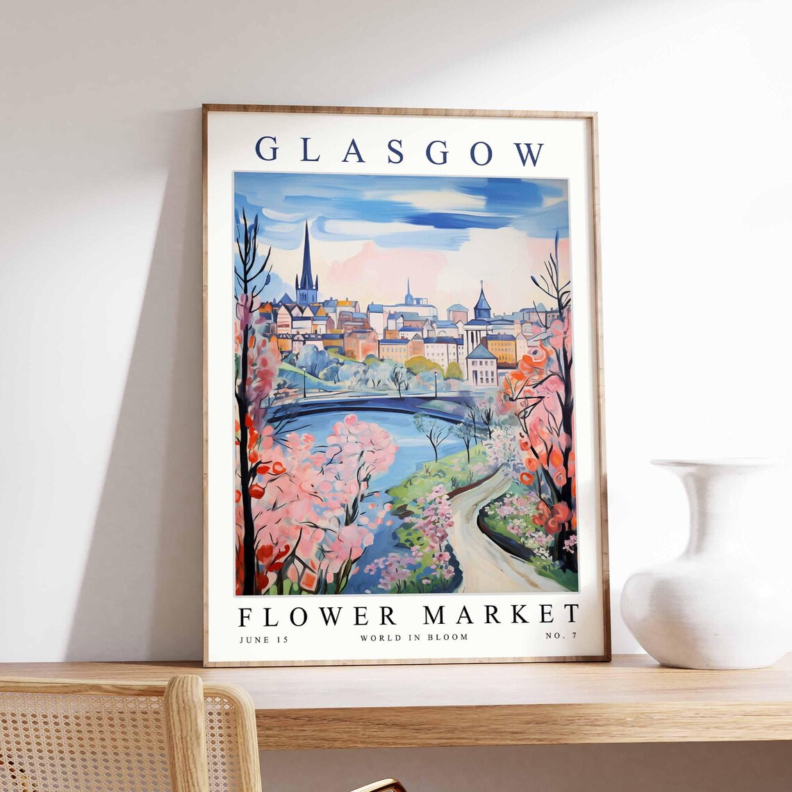Glasgow Flower Market Scotland Blossom Bridge River Path Floral Poster