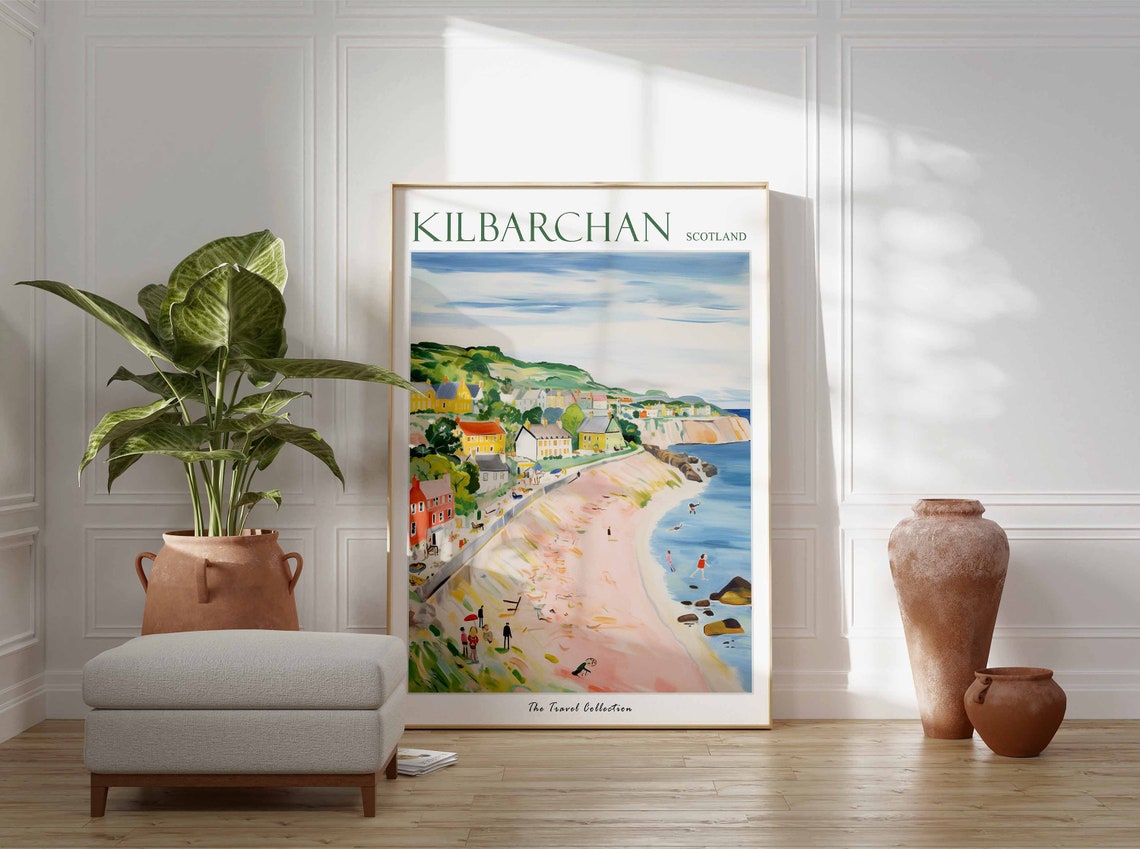 Kilbarchan Poster Kilbarchan Travel Print Scotland Travel Poster Scottish Decor Tropical Decor Sea Print Kilbarchan Travel Poster - Image 3
