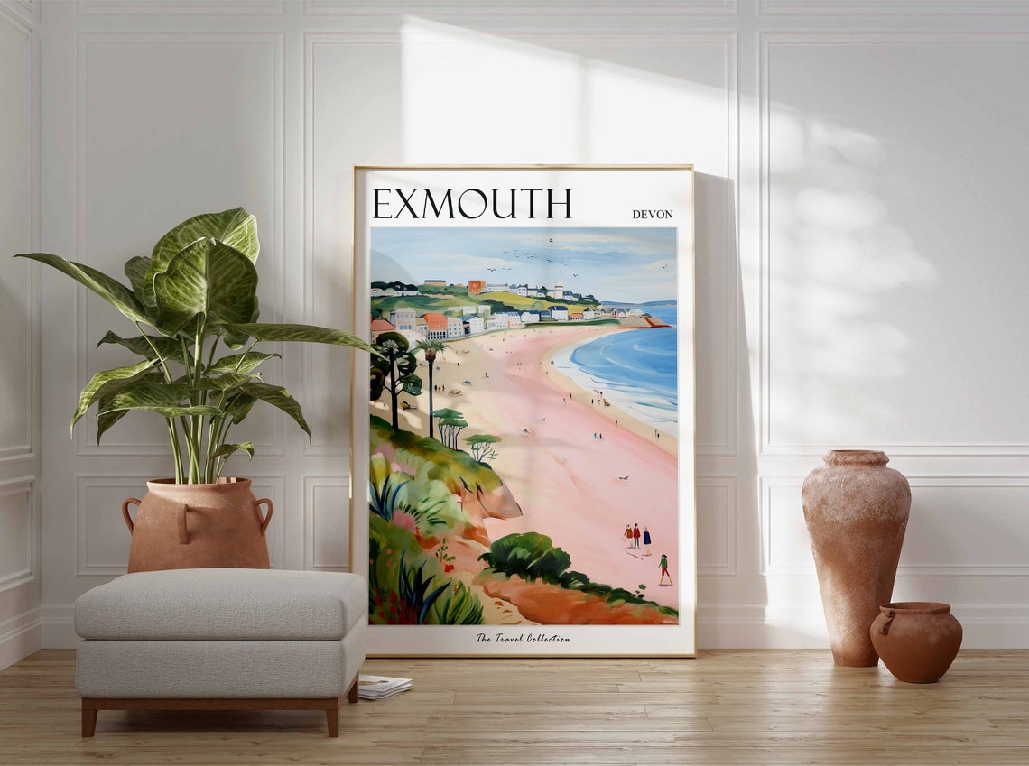 Exmouth Devon Pink Sand Bay Cliff Path Seaside Beach Travel Poster - Image 3