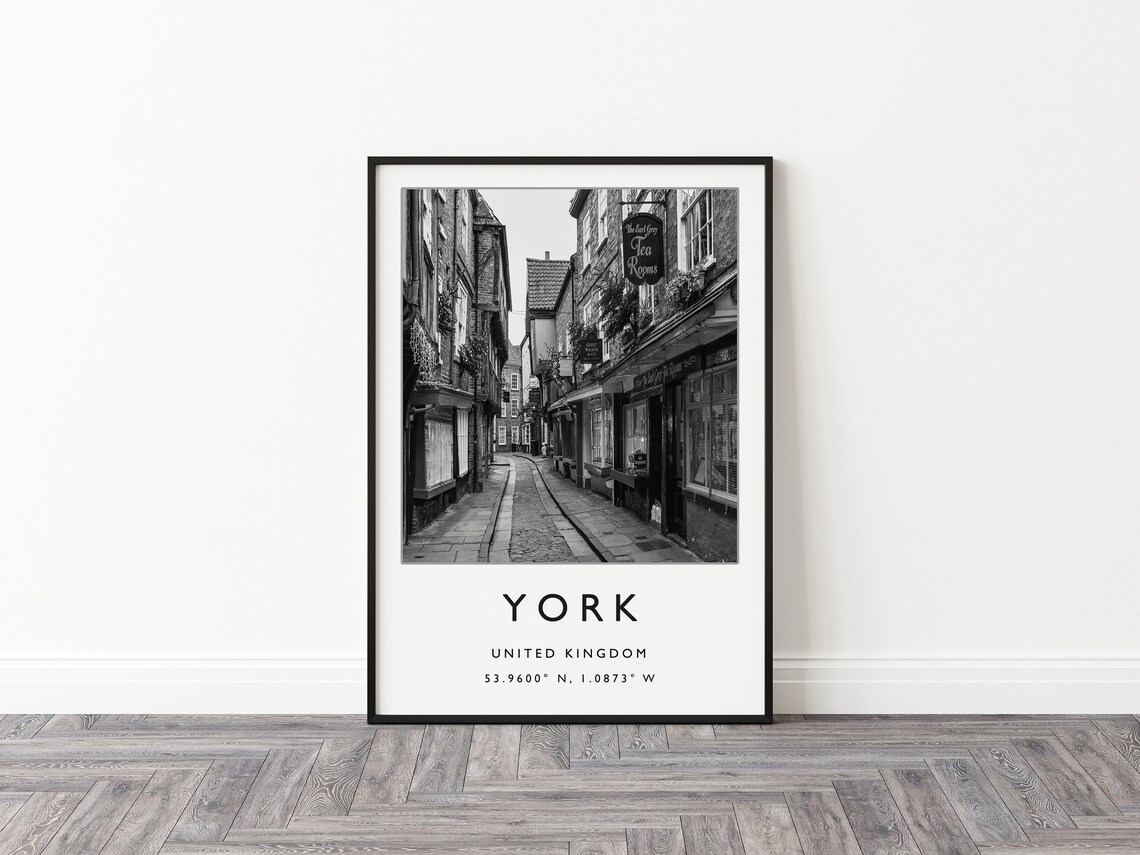 York, England Travel Poster, Black and White Art Print - Image 2