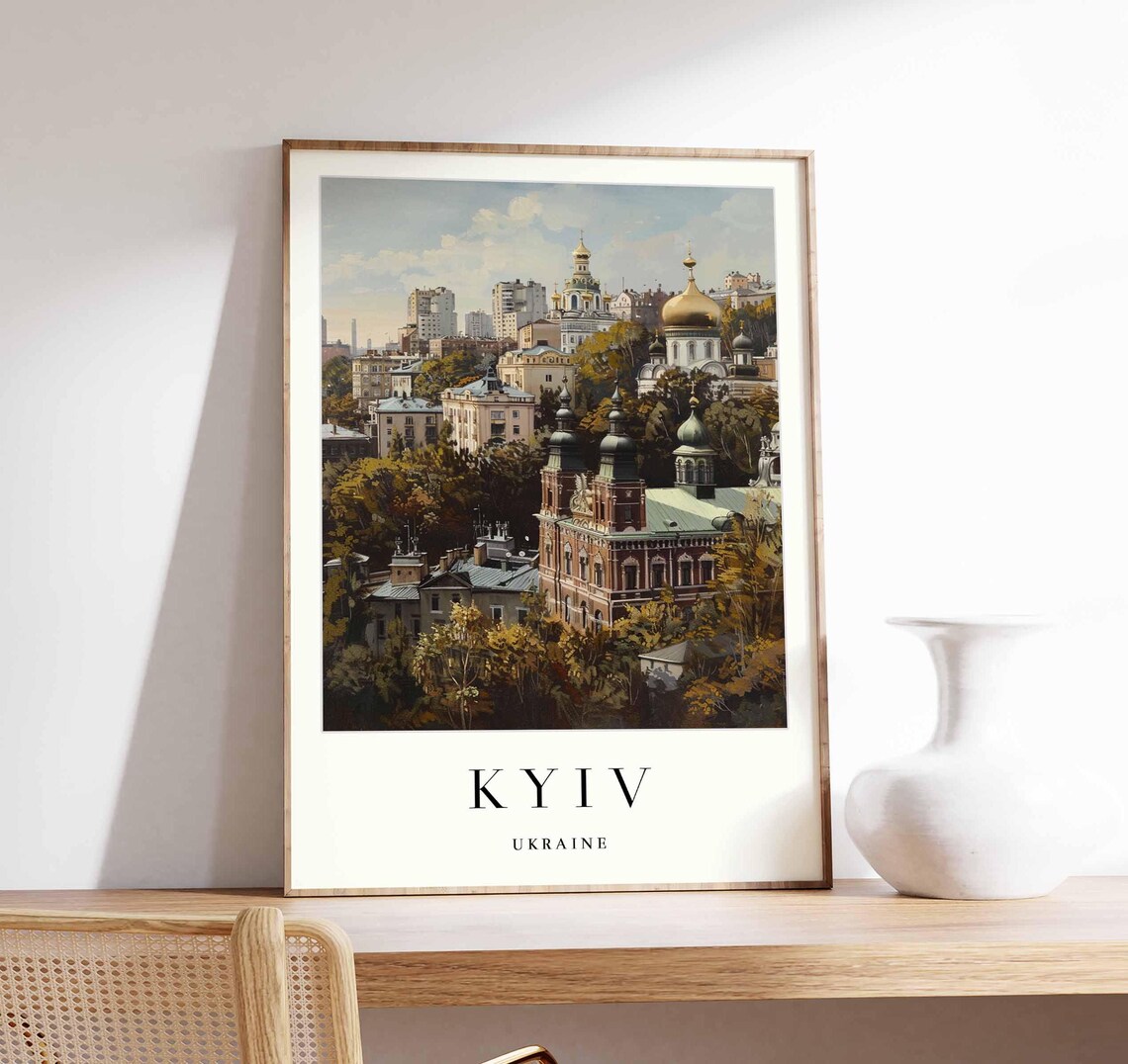Kyiv Ukraine Golden Domes Old Town Cityscape Travel Art Poster
